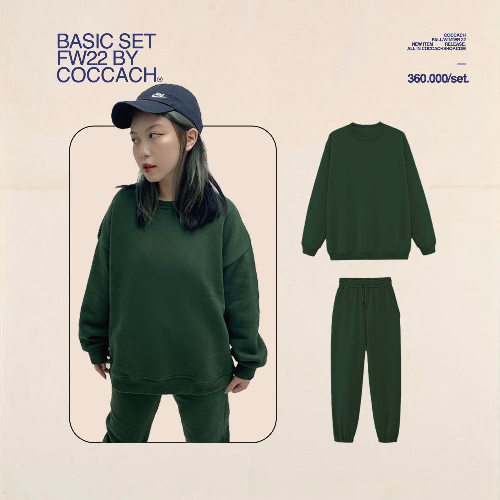 Set bộ nỉ unisex cao cấp - Xanh lá cây - Free size