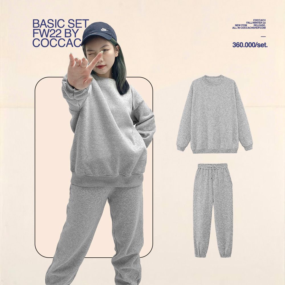 Set bộ nỉ unisex cao cấp - Xám - Free size