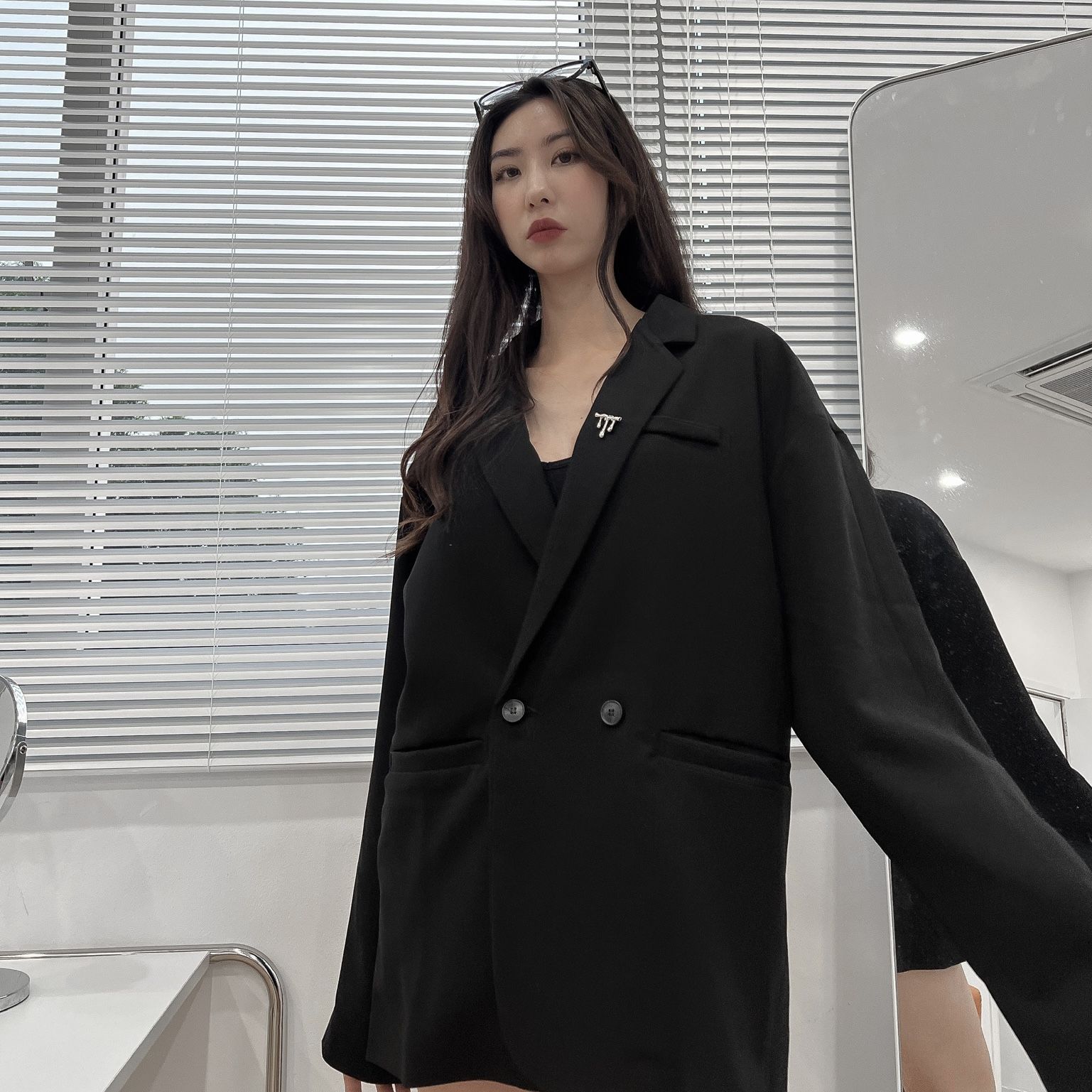Áo blazer unisex cao cấp - Đen - M