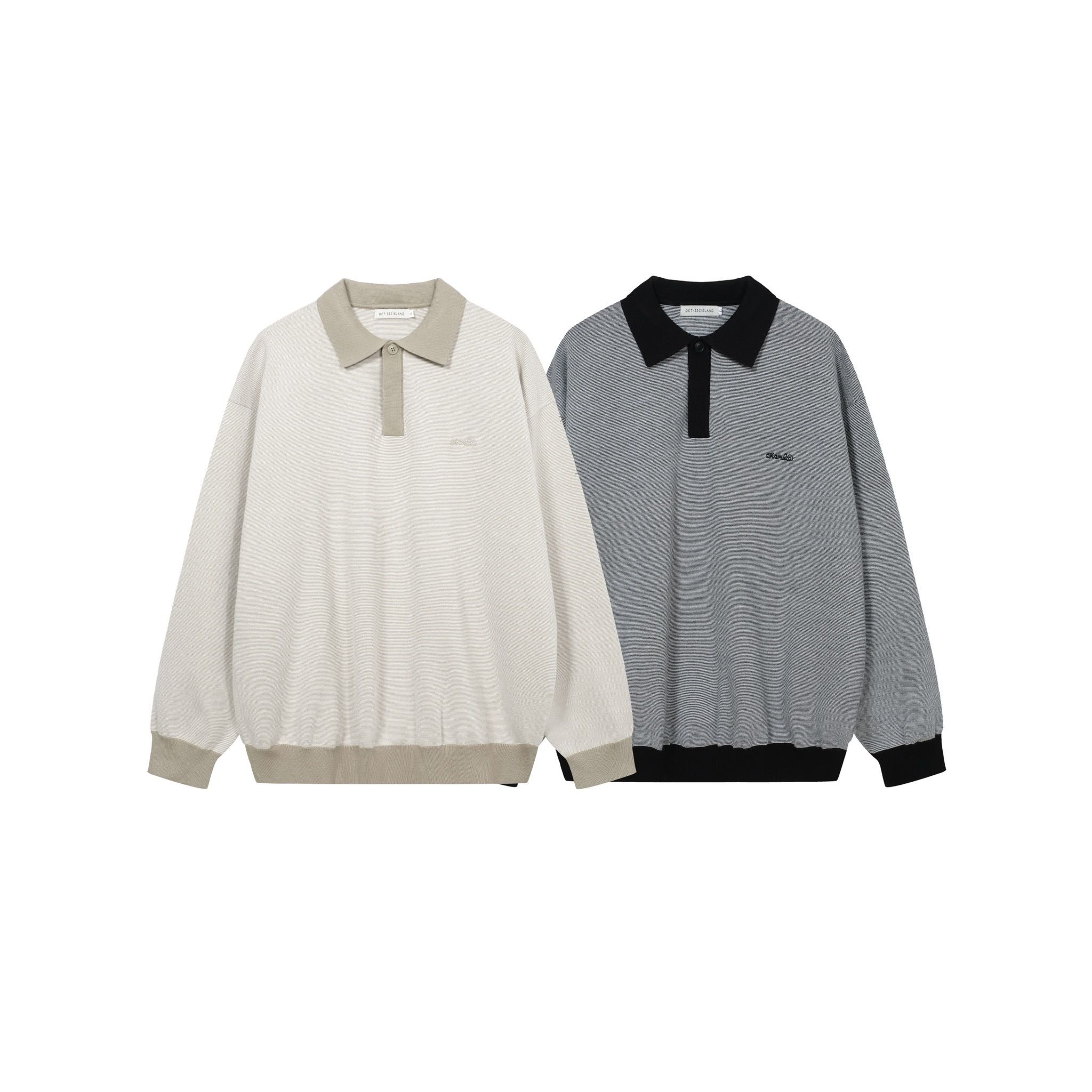 Áo polo nỉ unisex thêu cao cấp - Xám - L