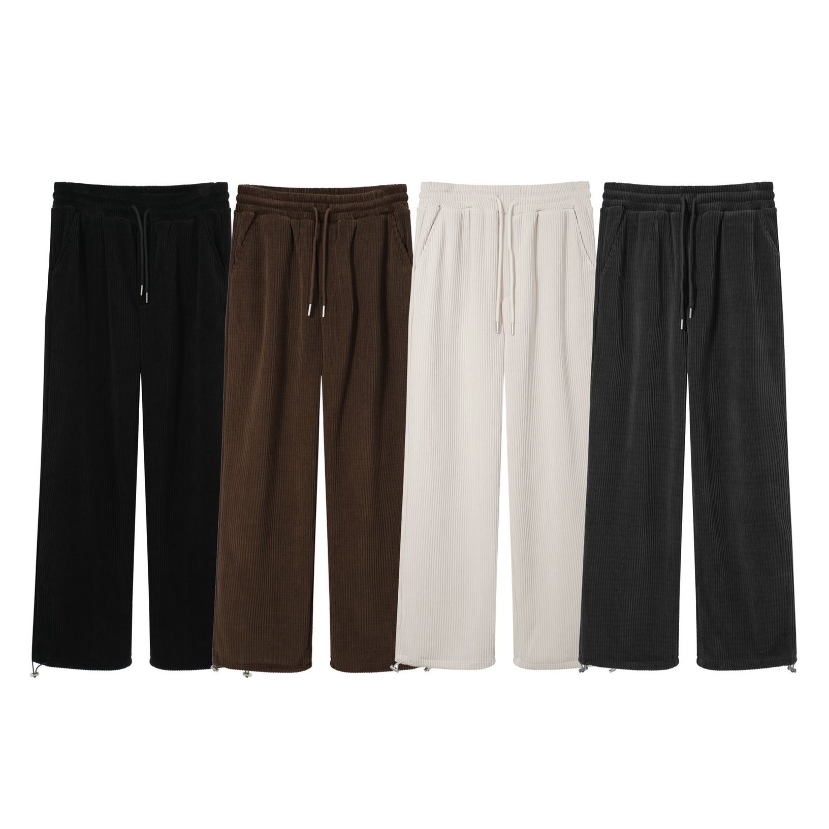 Quần nỉ nhung tăm ống suông cao cấp - Be - M