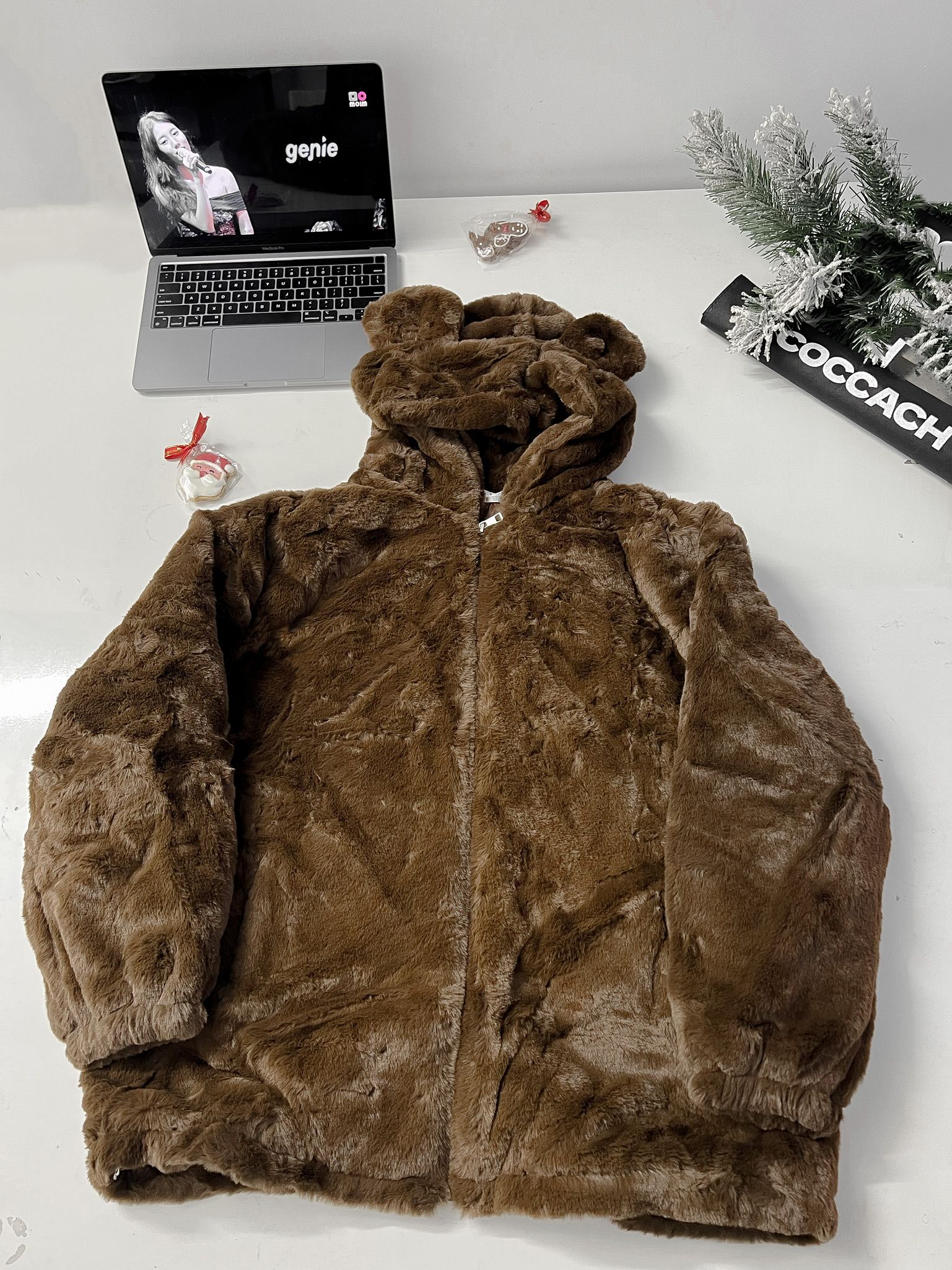 Áo khoác lông RABBIT cao cấp - Nâu - Free size