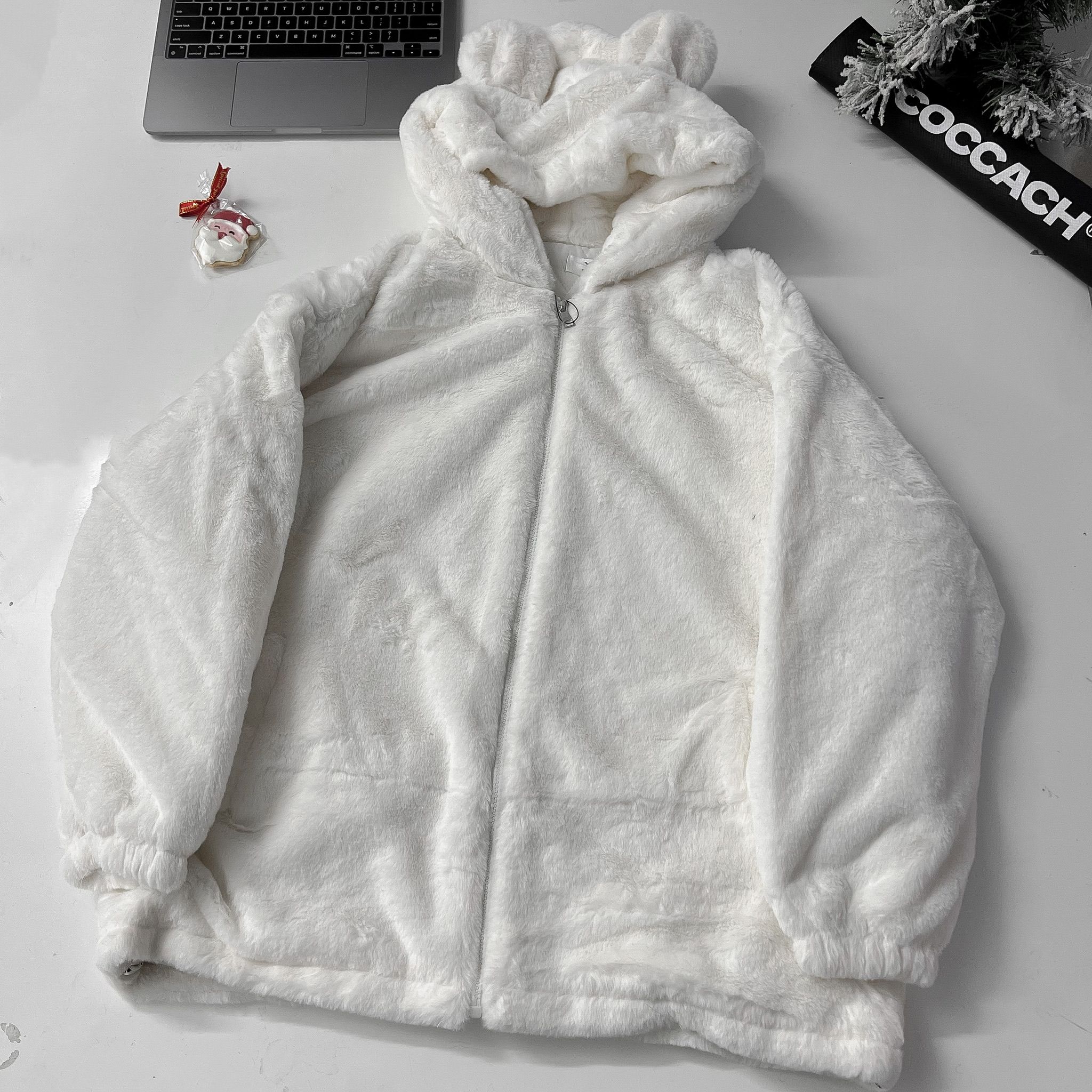 Áo khoác lông RABBIT cao cấp - Trắng - Free size