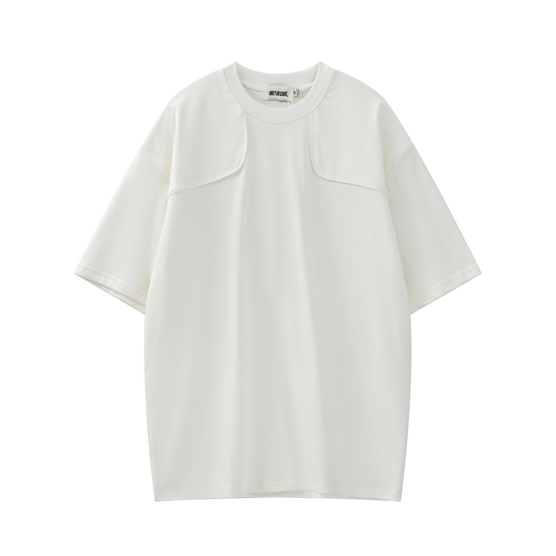 Áo phông unisex basic viền vai - Trắng - M