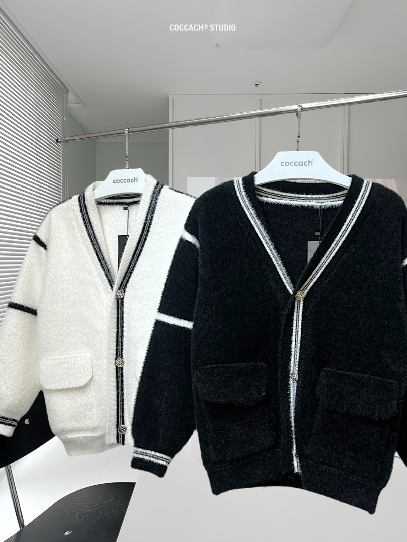 Áo len cardigan viền sọc cao cấp