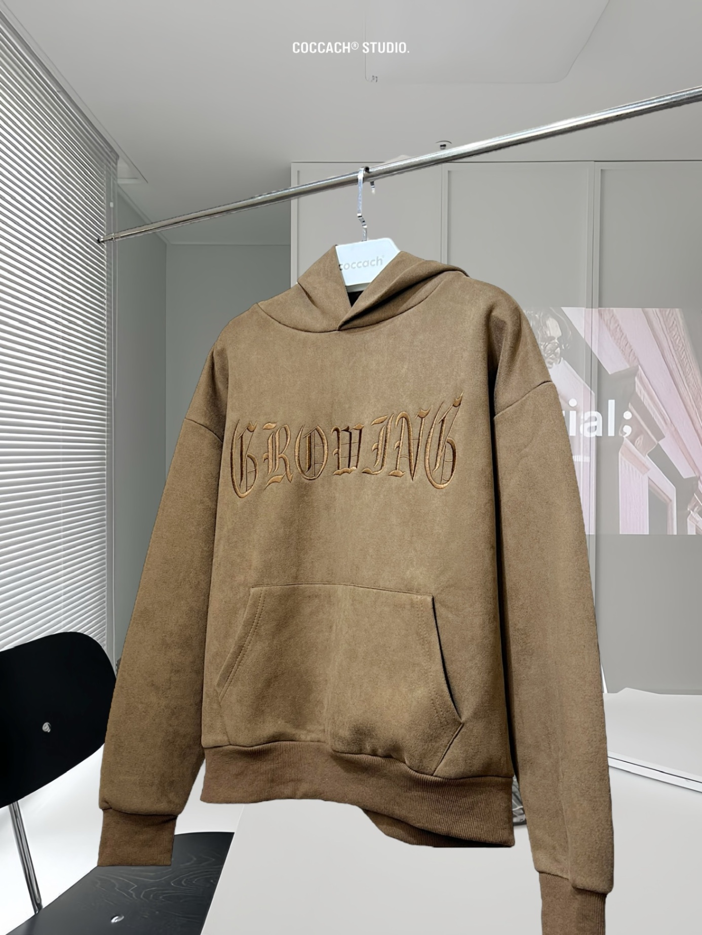 Áo hoodie suede mũ thêu cao cấp AN128