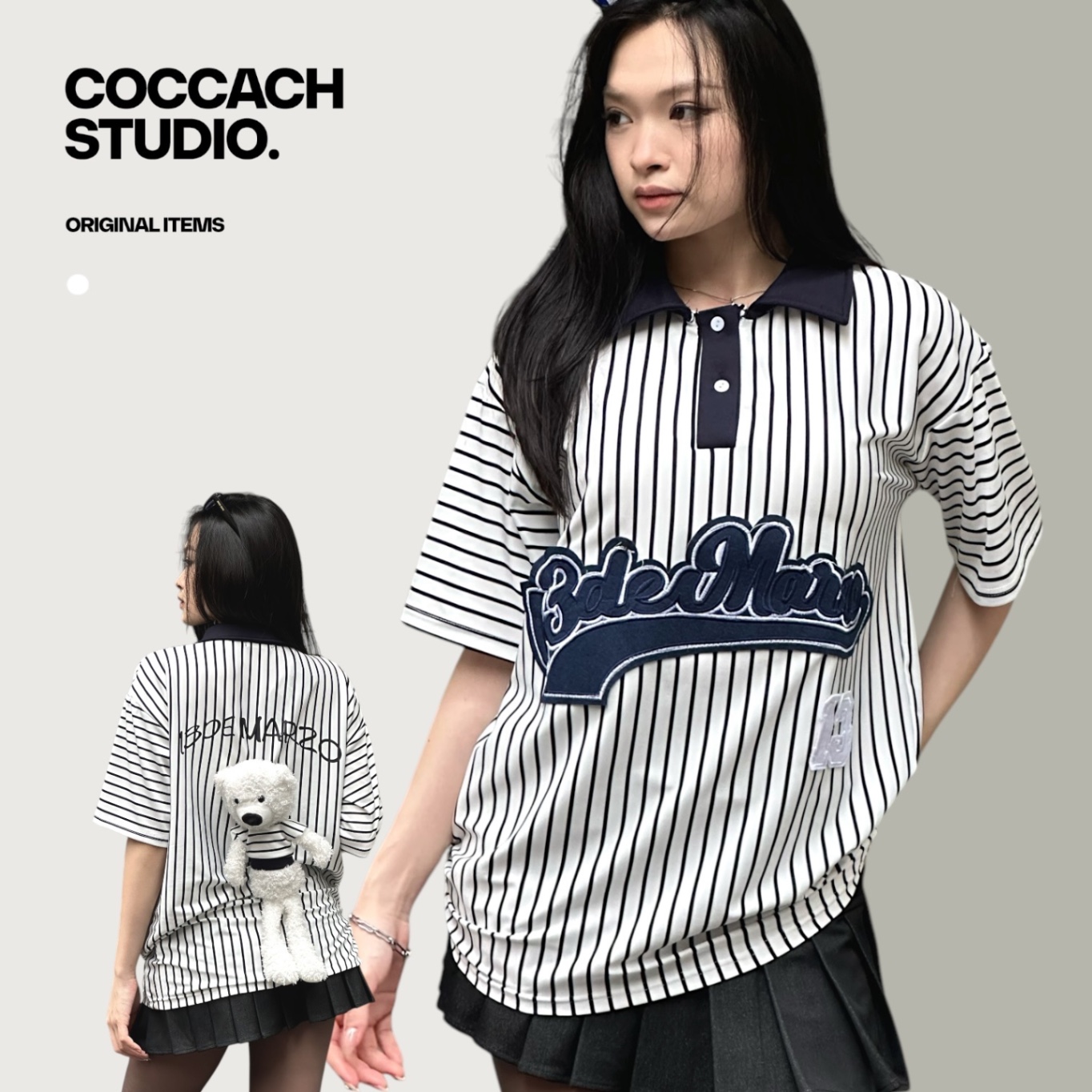 Áo polo unisex kẻ gấu cao cấp TSS-0904