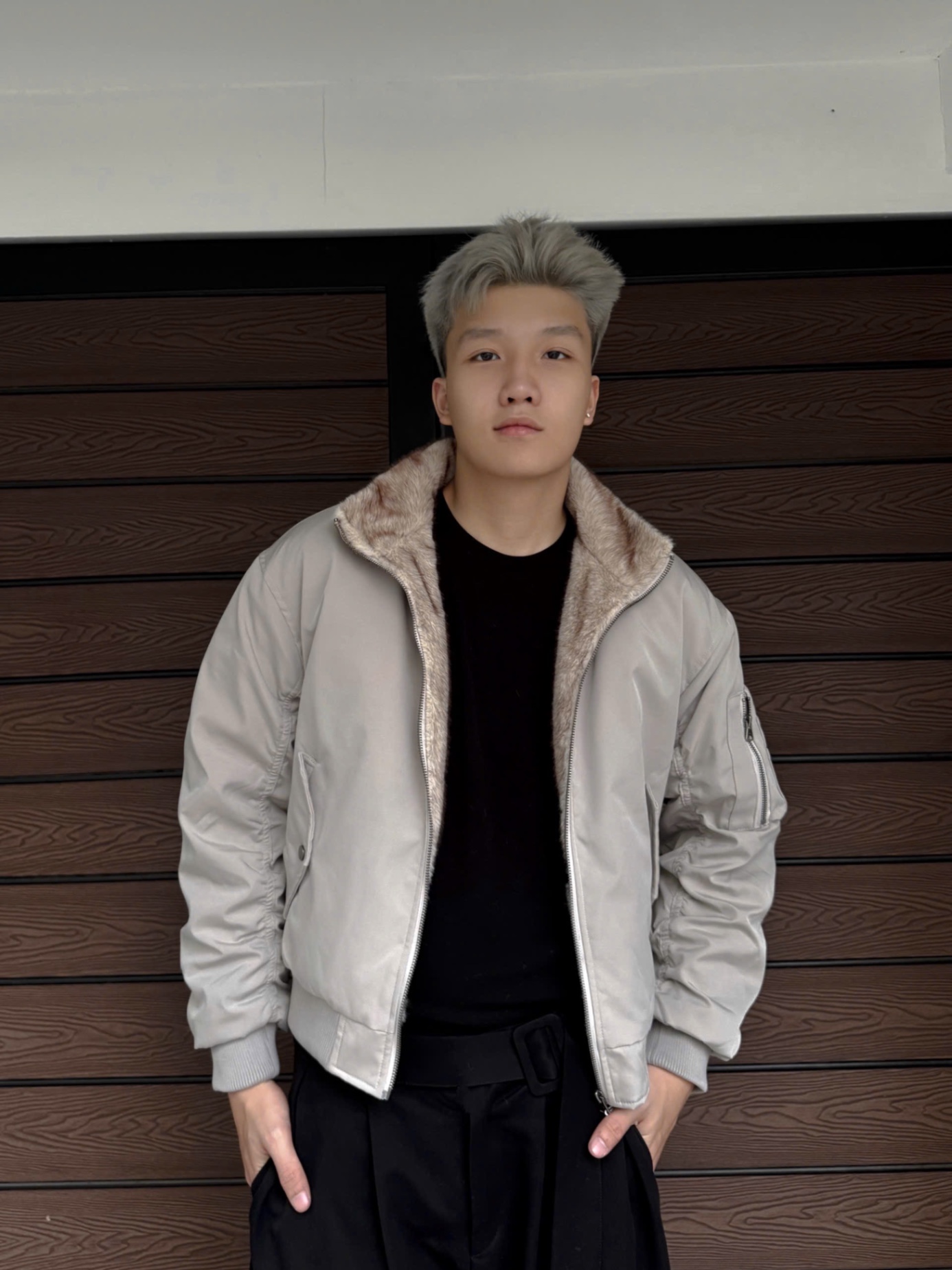 Áo khoác phao phối lông unisex cao cấp AK9525