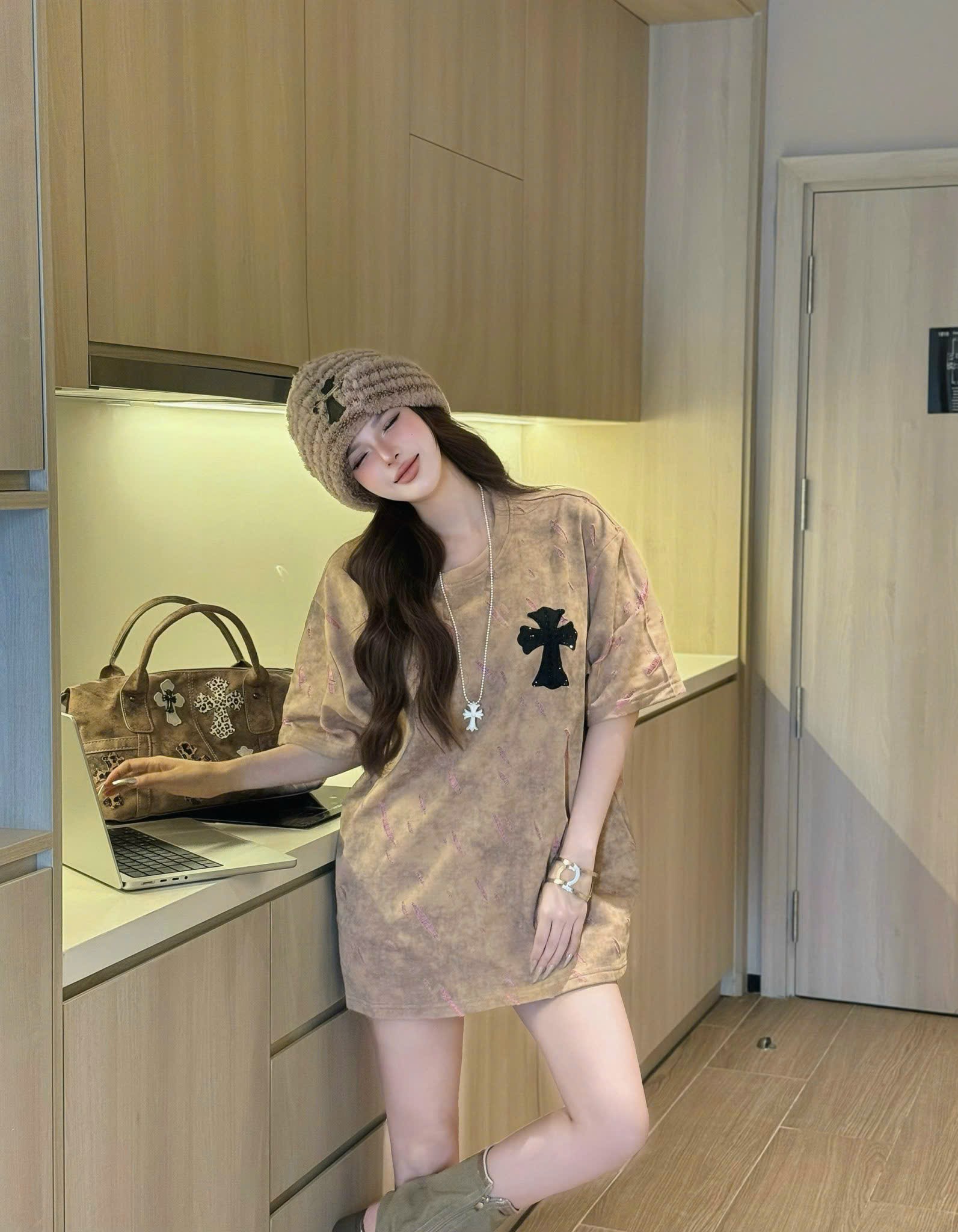 Áo phông CH unisex cao cấp TSS-1095 - Nâu - Free size