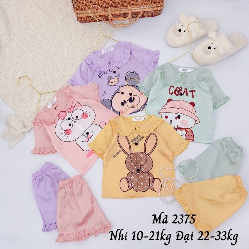 Xả: Bộ pizama lụa Tím S2 10-12kg, Vàng S2 10-12kg HG1