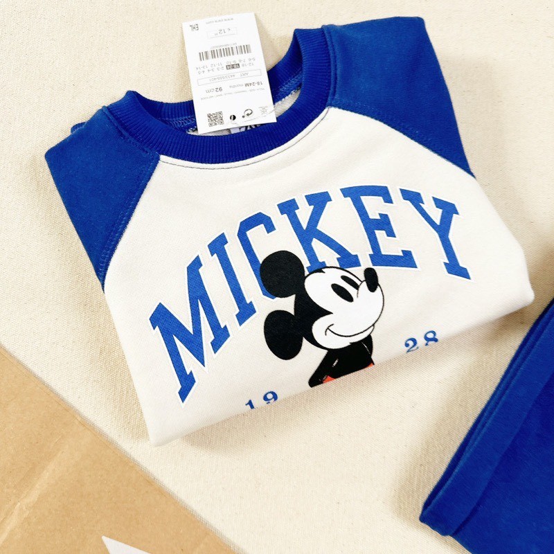 BỘ THUN NỈ BÔNG MICKEY XANH DƯƠNG VNXK