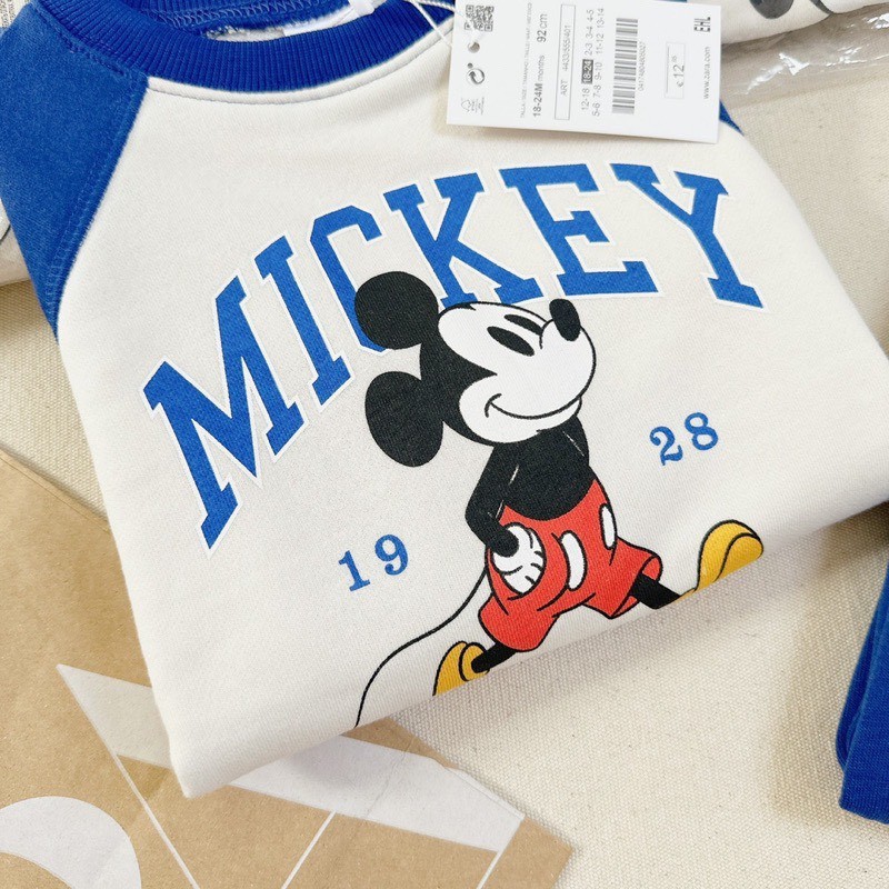 BỘ THUN NỈ BÔNG MICKEY XANH DƯƠNG VNXK