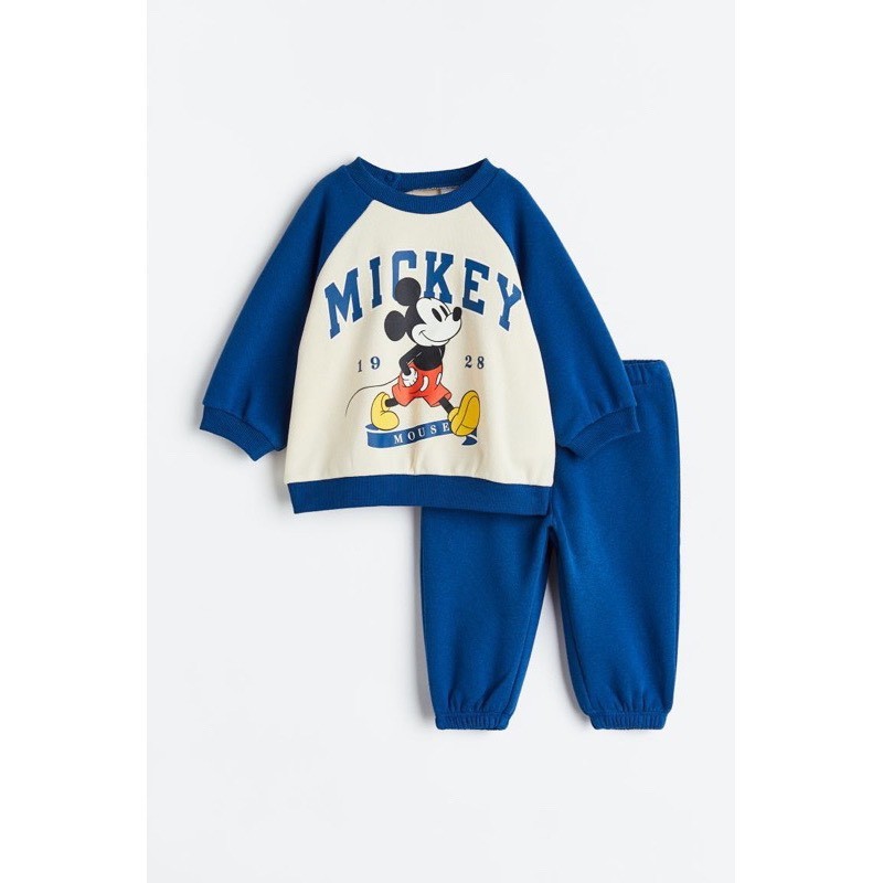 BỘ THUN NỈ BÔNG MICKEY XANH DƯƠNG VNXK