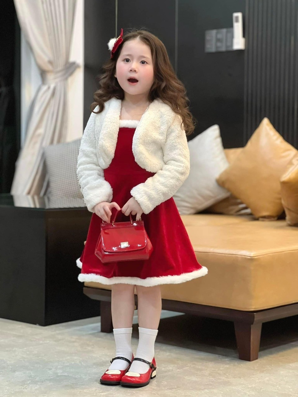 H237 SÉT 3CT ÁO KHOÁC LÔNG + VÁY NHUNG + NƠ 10-20KG