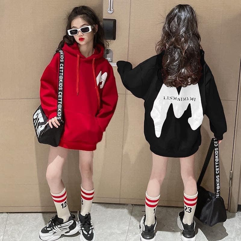 Xả S130 30-35kg , S150 32-36kg: Áo Hoodie nỉ lót nhung Quảng Châu có mũ Đen TG8