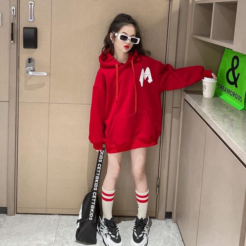 Xả S130 30-35kg , S150 32-36kg: Áo Hoodie nỉ lót nhung Quảng Châu có mũ Đen TG8
