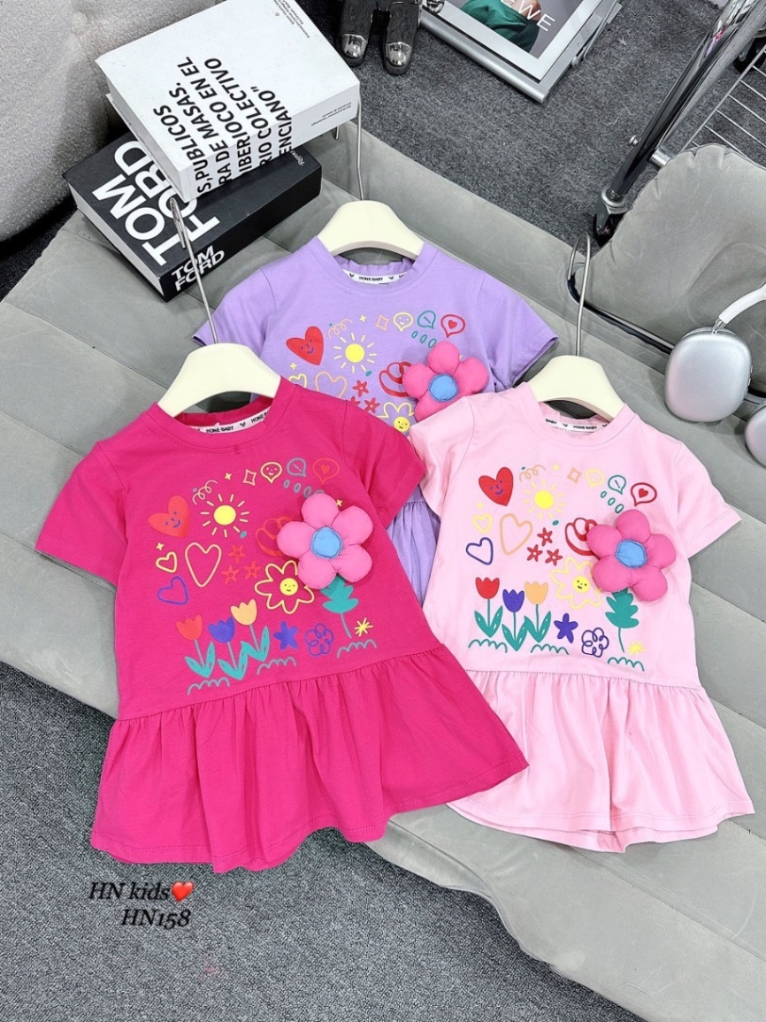 VÁY COTON HOA NỔI HN CHO BÉ