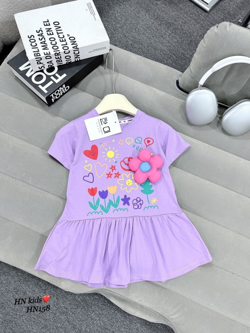 VÁY COTON HOA NỔI HN CHO BÉ