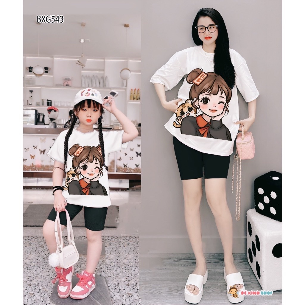 SÉT BỘ ÁO HÌNH CÔ GÁI QUẦN LEGGING CHO BÉ