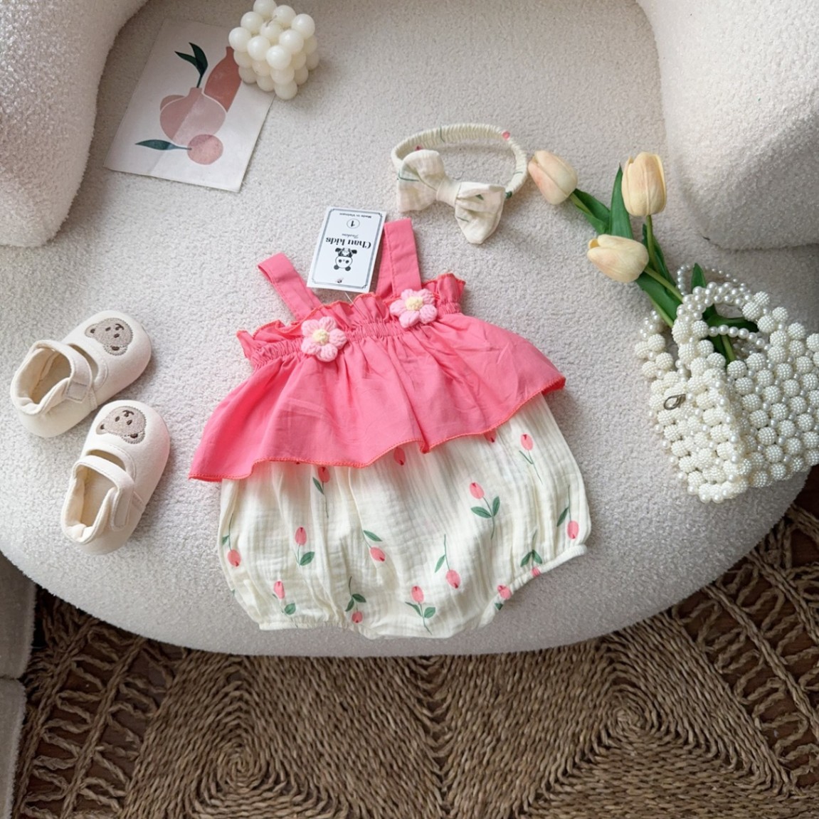 BODY 2 DÂY THÔ PHỐI XÔ MUSILIN CHO BÉ