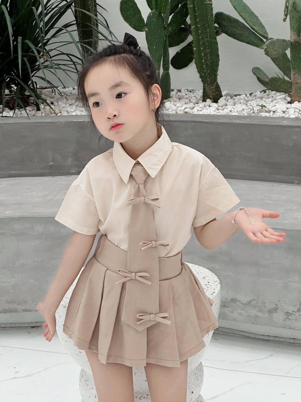 SÉT 3 CHI TIẾT CÀ VẠT ĐÍNH NƠ BÉ GÁI