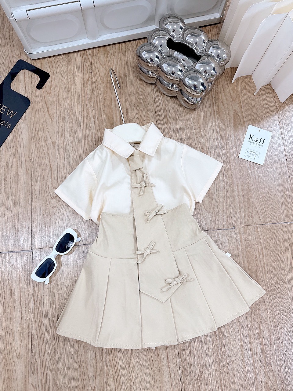 SÉT 3 CHI TIẾT CÀ VẠT ĐÍNH NƠ BÉ GÁI