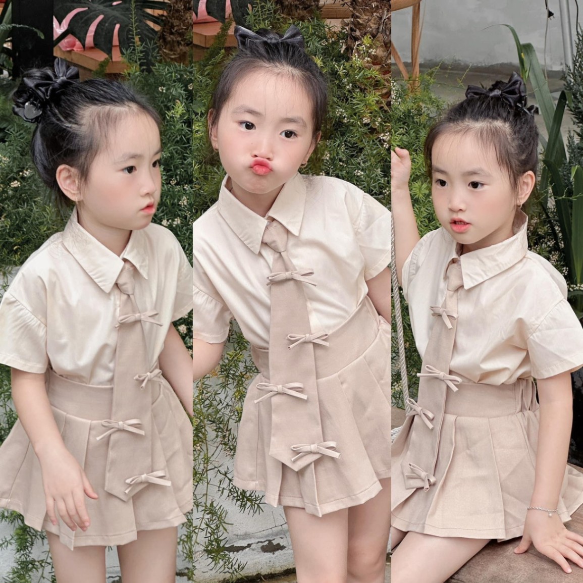 SÉT 3 CHI TIẾT CÀ VẠT ĐÍNH NƠ BÉ GÁI
