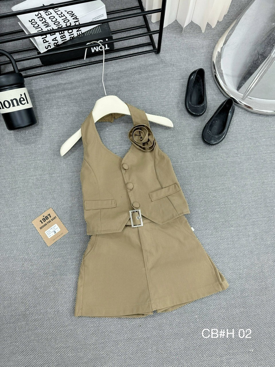 SÉT BỘ ÁO CỔ YẾM CHUN SAU CV CÓ LÓT CB BÉ GÁI