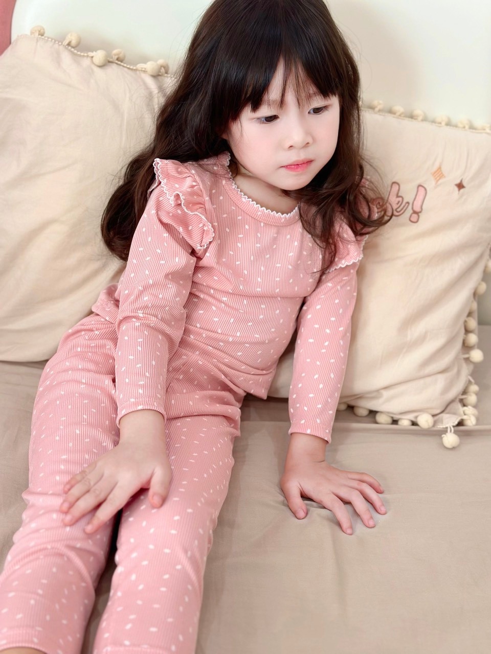 SÉT 2BỘ TĂM DÀI TAY BÉ GÁI SN