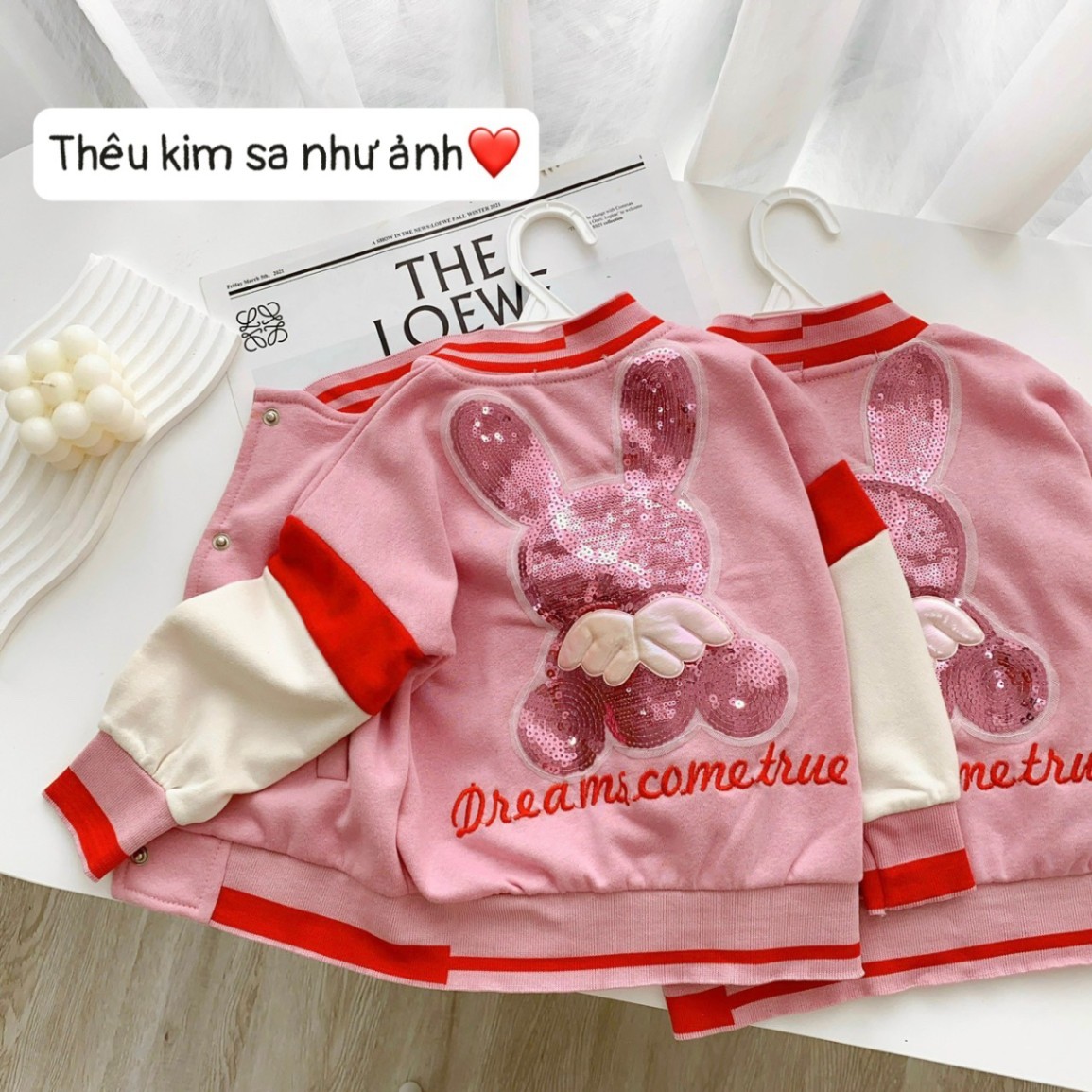 Xả VNXK: ÁO KHOÁC BOMBER NI TÀU THÊU ĐÁP THỎ KIM SA 12-14kg xả 69k