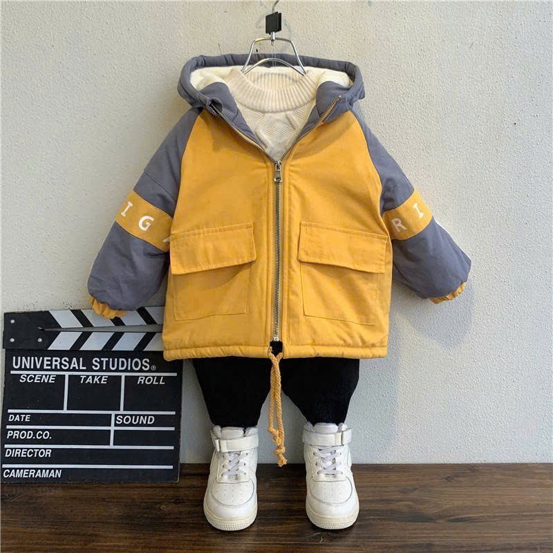 Xả4 VNXK: Áo khoác kaki lót lông thỏ bé trai, bé gái vàng