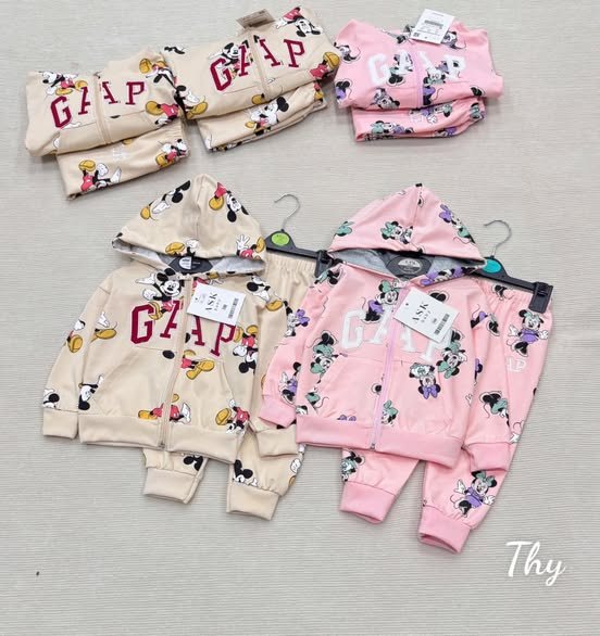 Xả3 VNXK: Bộ nỉ 2 da in hình micky khóa gap HỒNG s110 12-14kg xả 89k