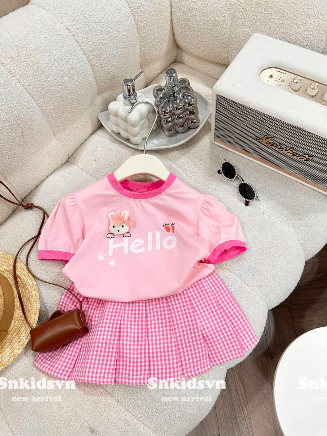 Bộ hello hồng cv kẻ Còn 1 set S9 26-28kg seo #69k