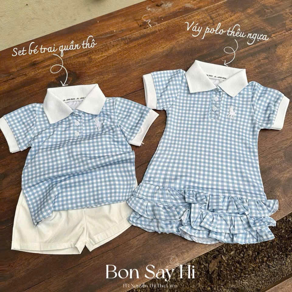 Xả VNXK: Sét áo kẻ xanh quần trắng bé trai,gái seo 75k