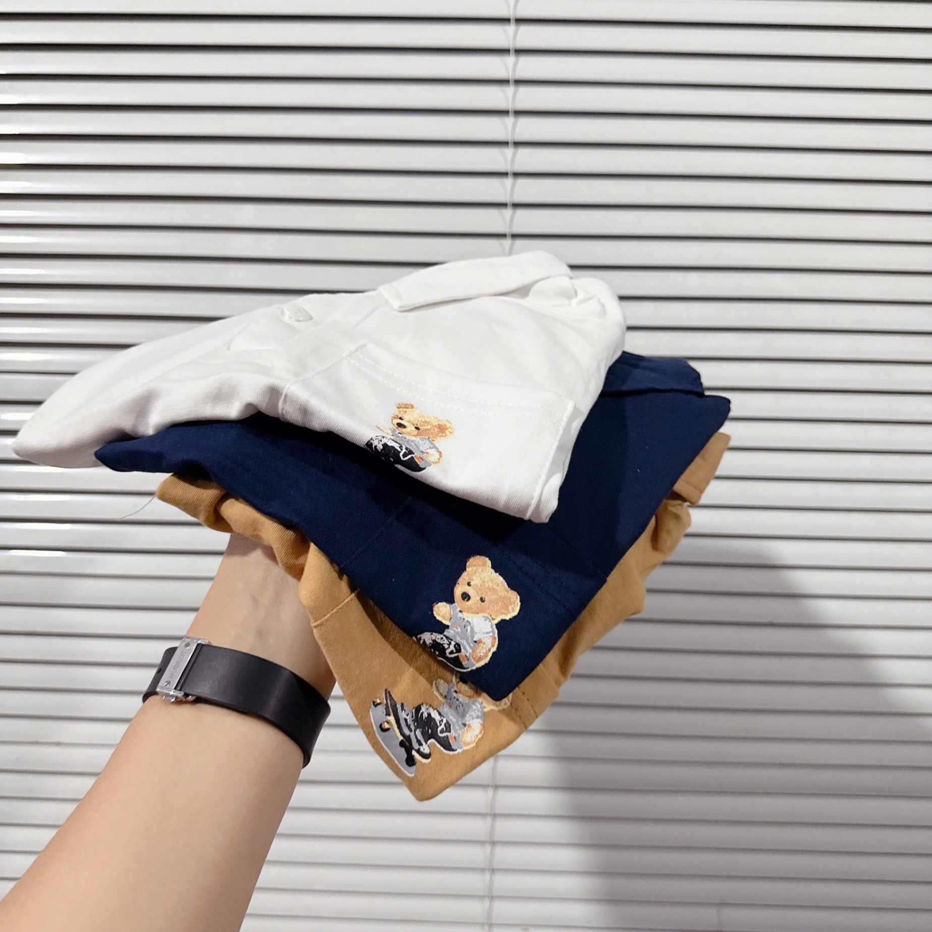 VNXK Sét 3 áo cotton vải dư xịn thêu gấu