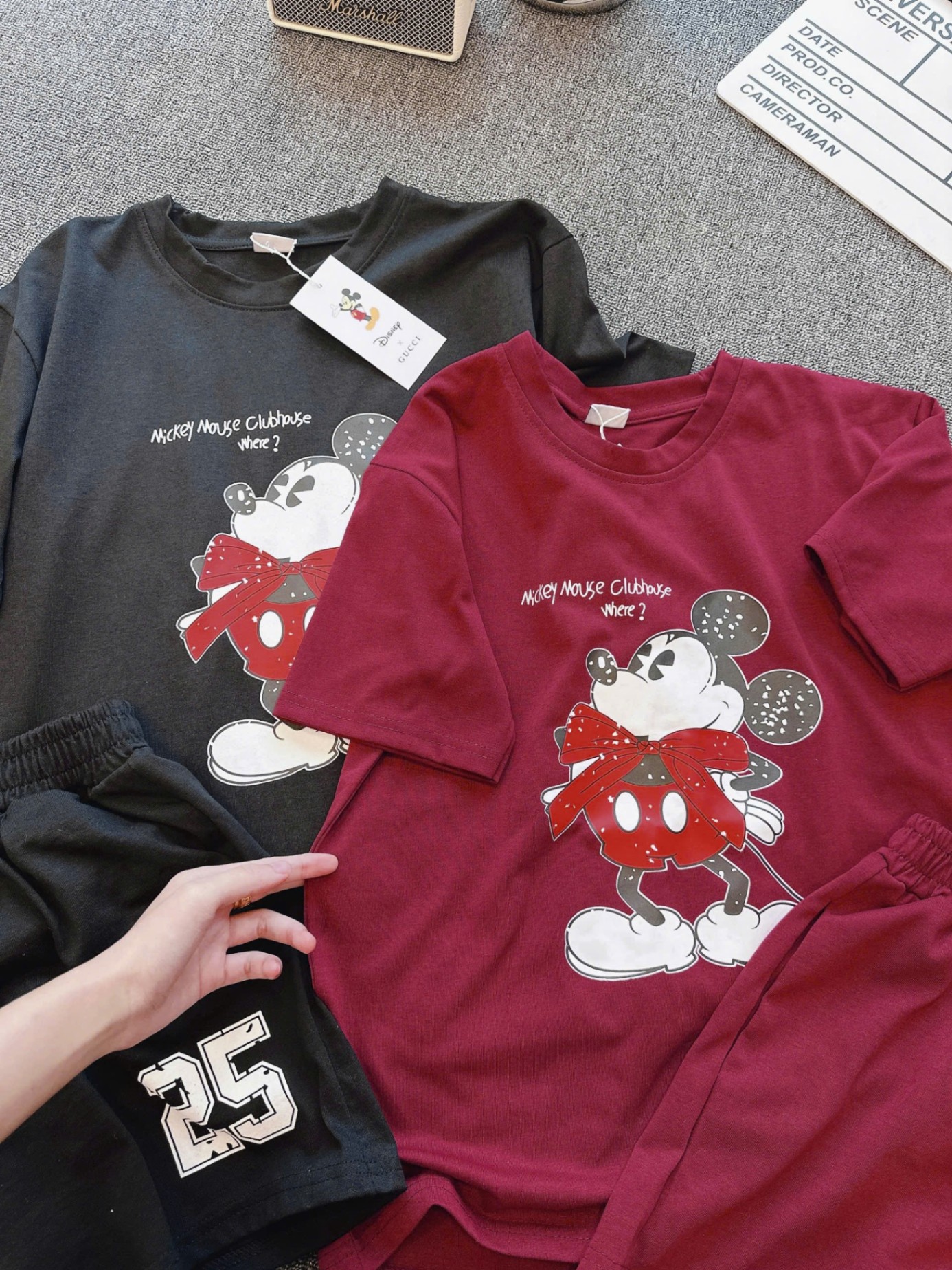 Bộ cotton in Mickey số 23 Còn đen đỏ s m #115k/1b