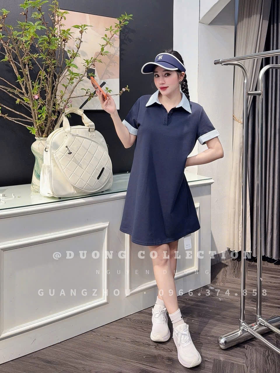 Váy cổ kẻ sơ mi