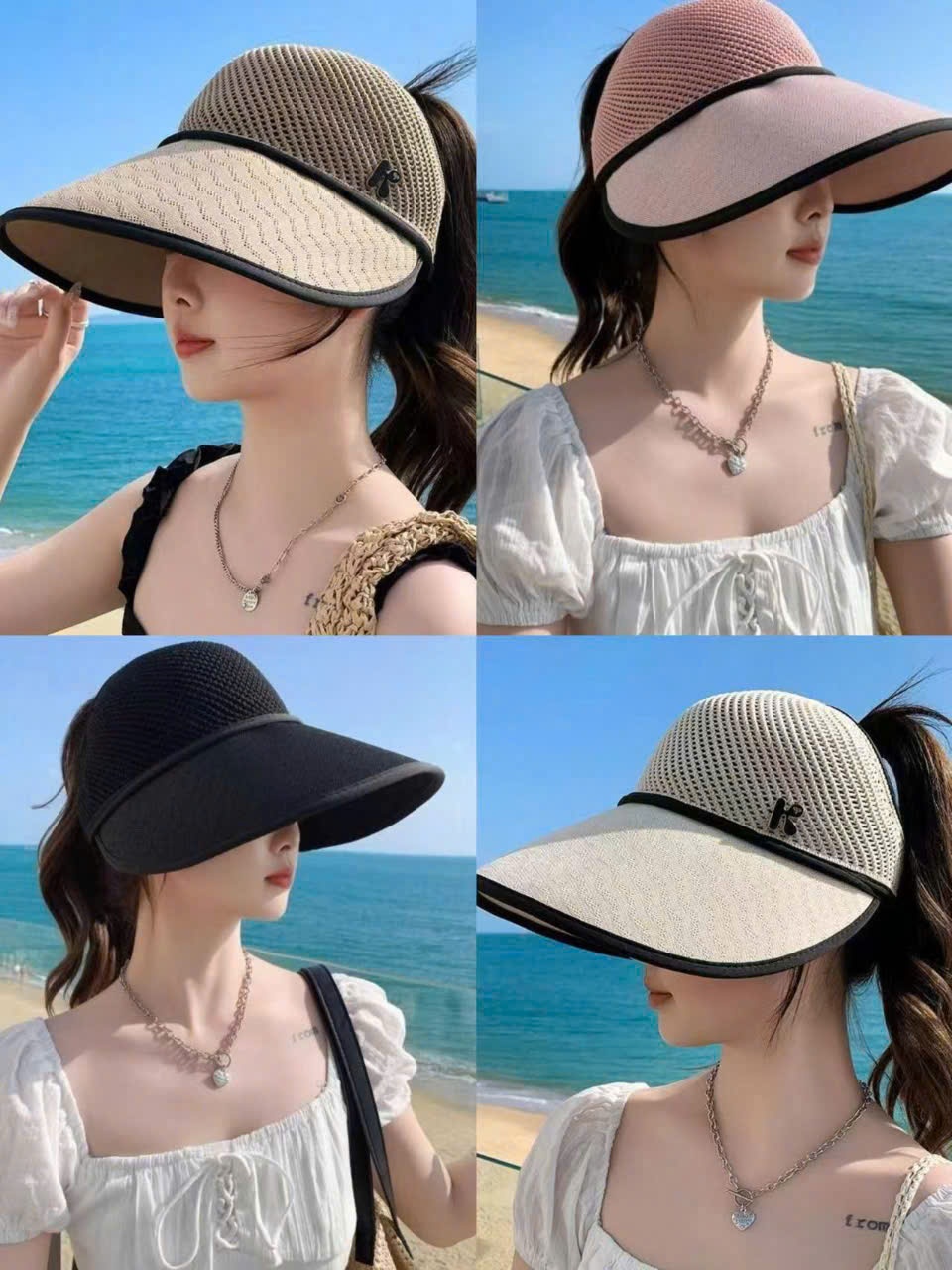 SET 2 MŨ CHỐNG NẮNG NỬA ĐẦU VÀNH RỘNG