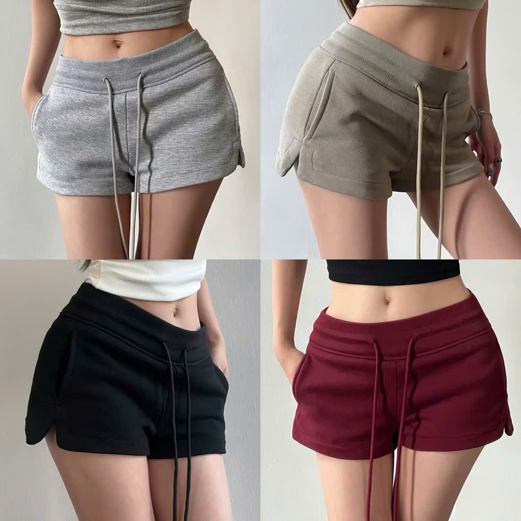 Quần short nữ kiểu dáng thể thao, cạp chun
