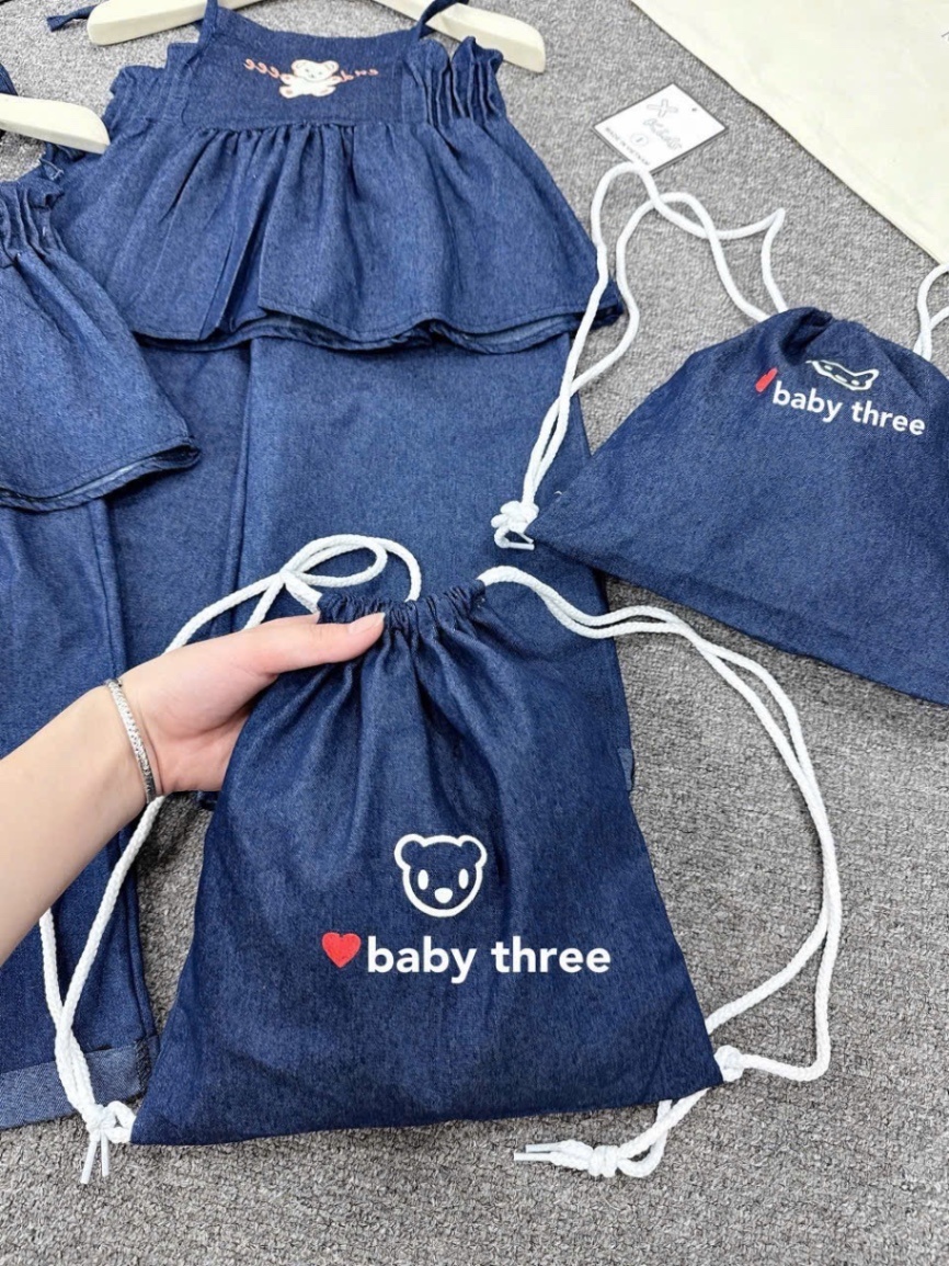 Sét 3 chi tiết bò 2 dây hình gấu quần xuông bé gái
