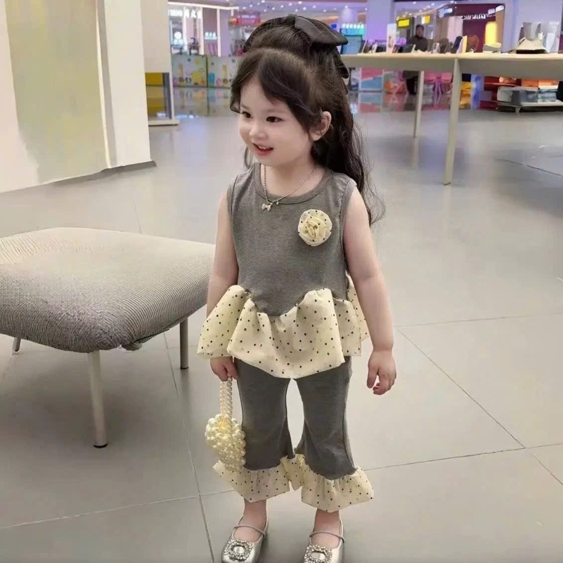 Sét bộ áo ghi quần loe xk bé gái