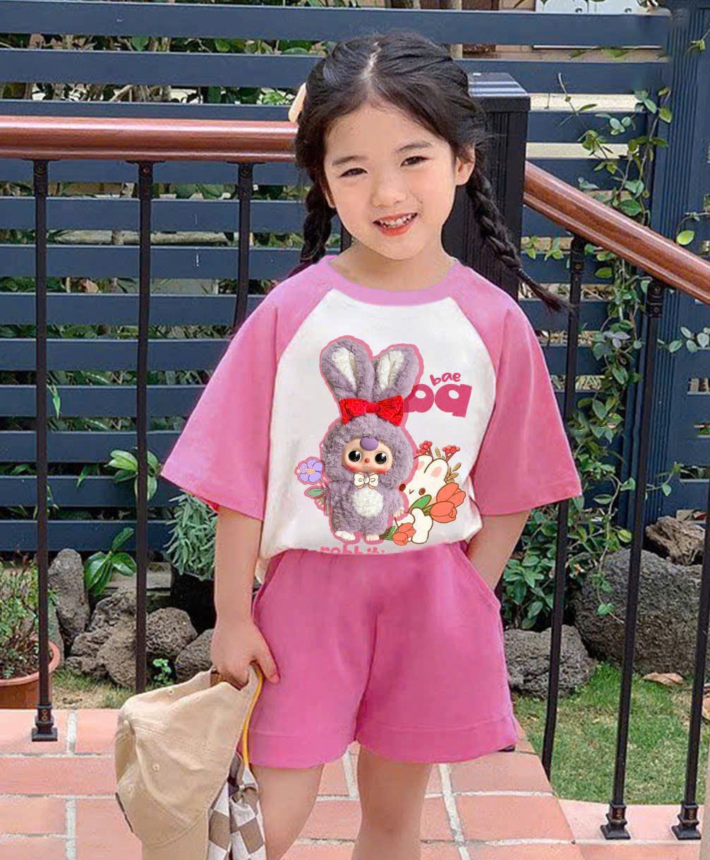 Seo VNXK: Bộ cotton hồng Labubu E còn 3s 110 14-18kg Phom to #64k/bộ