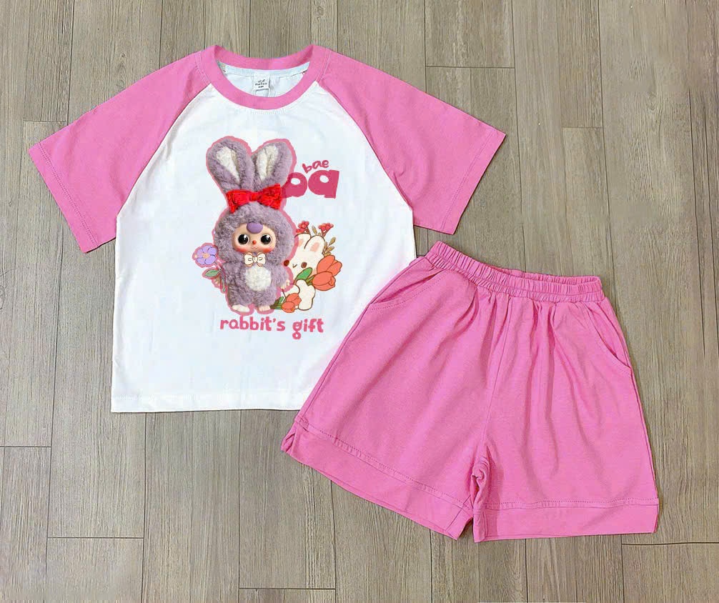 Seo VNXK: Bộ cotton hồng Labubu E còn 3s 110 14-18kg Phom to #64k/bộ