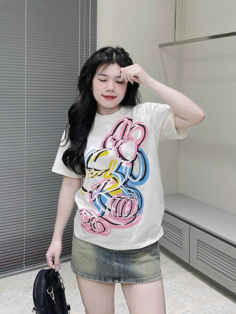 Áo phông cotton trắng in nơ hồng Còn 20c s m l sale #75k/c