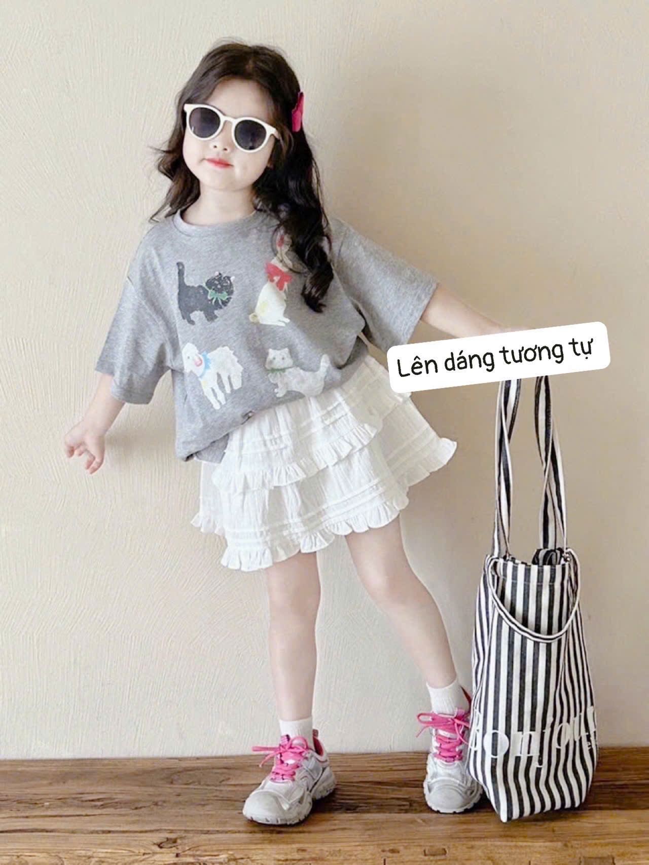 Seo VNXK: Set áo cotton chân váy tầng Còn 90-100-110-120-150