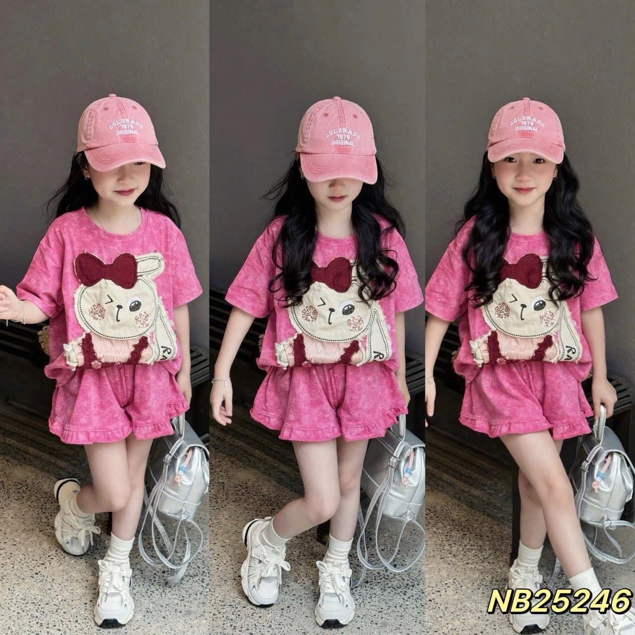 Sét bộ cotton loang hình đắp thỏ bé gái