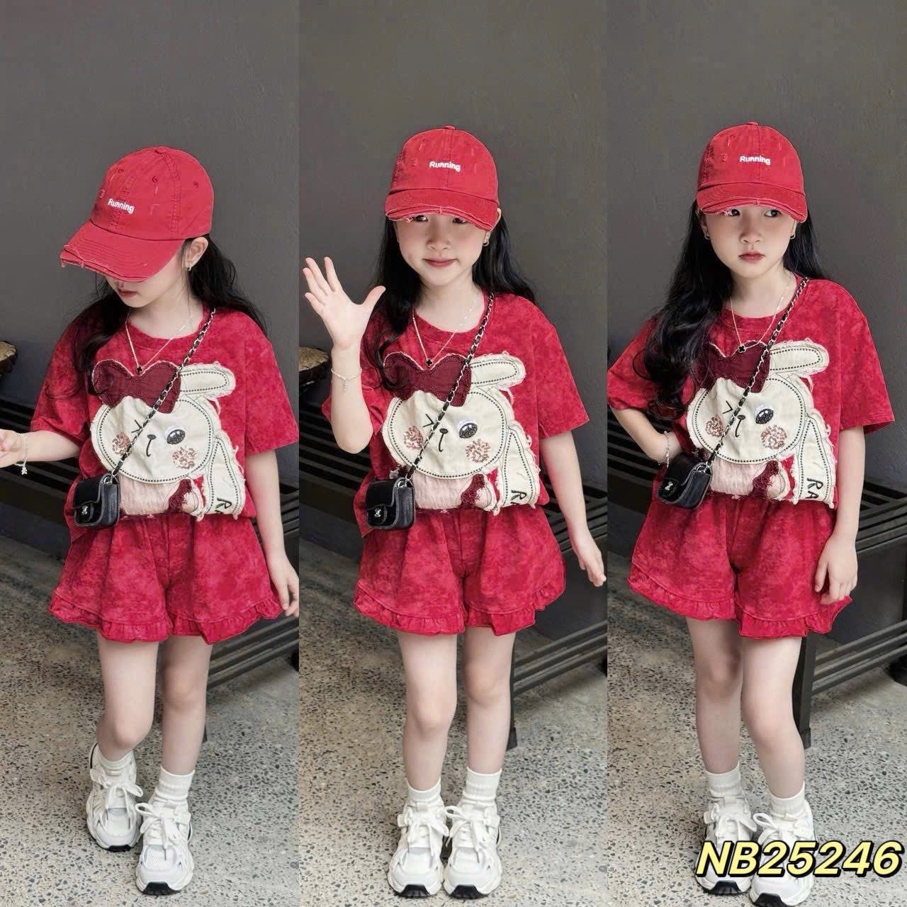 Sét bộ cotton loang hình đắp thỏ bé gái