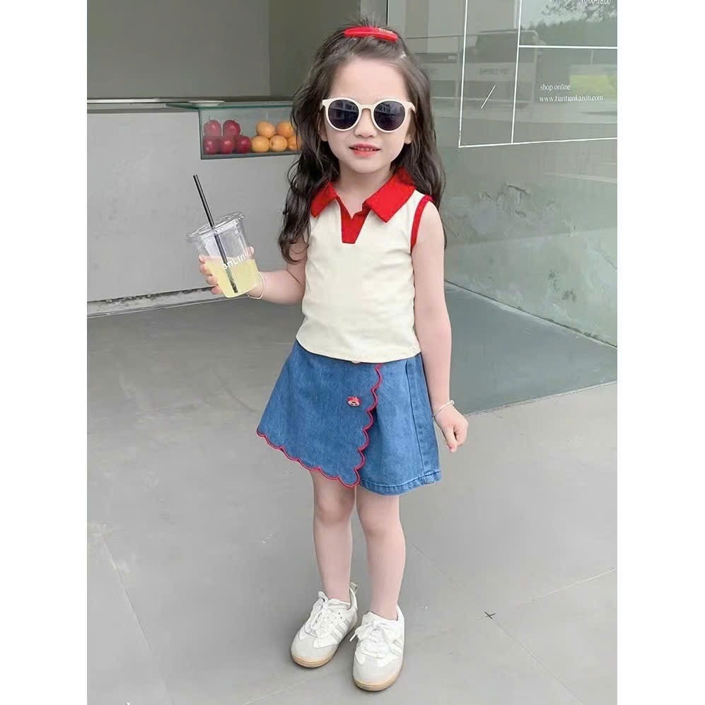 SEO VNXK: Sét áo cotton chân váy jean E còn S100 10-12kg Seo #95k