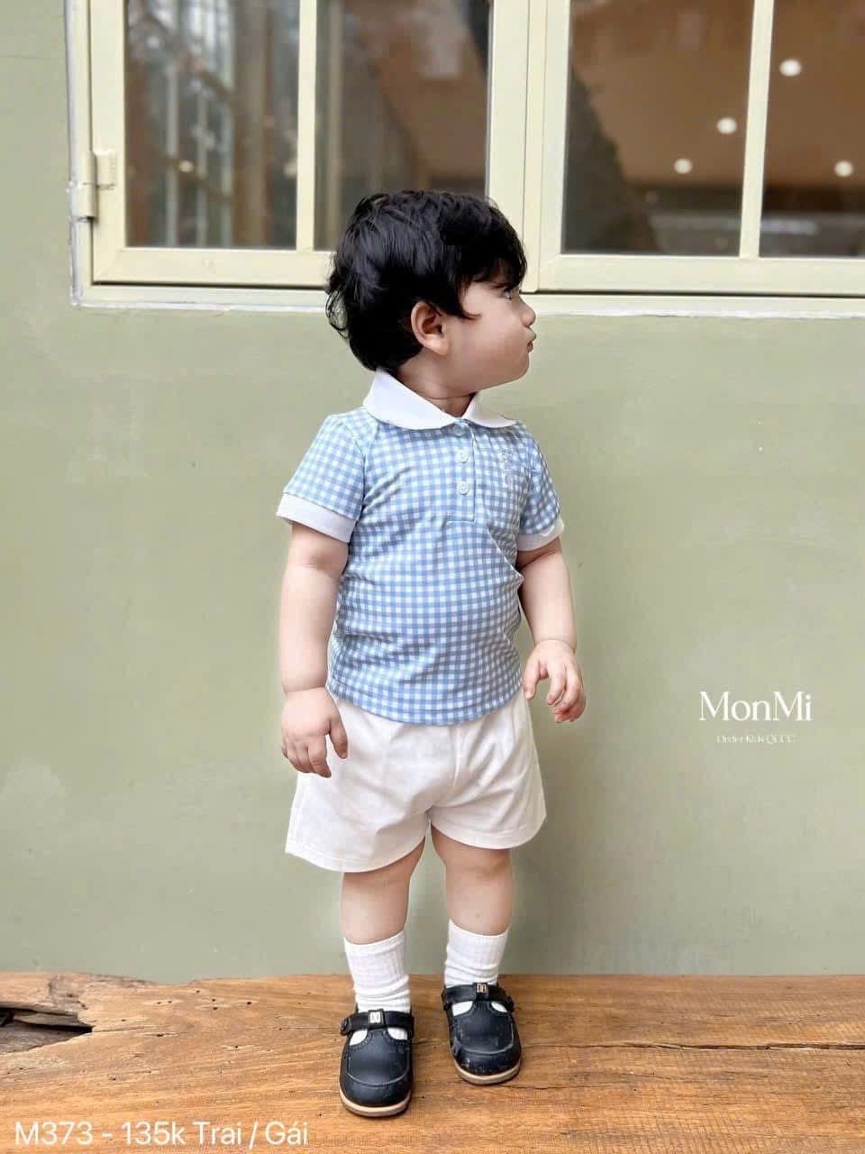 Seo VNXK: Bộ áo caro quần trắng Còn bé trai sz 3- S100 10-12kg