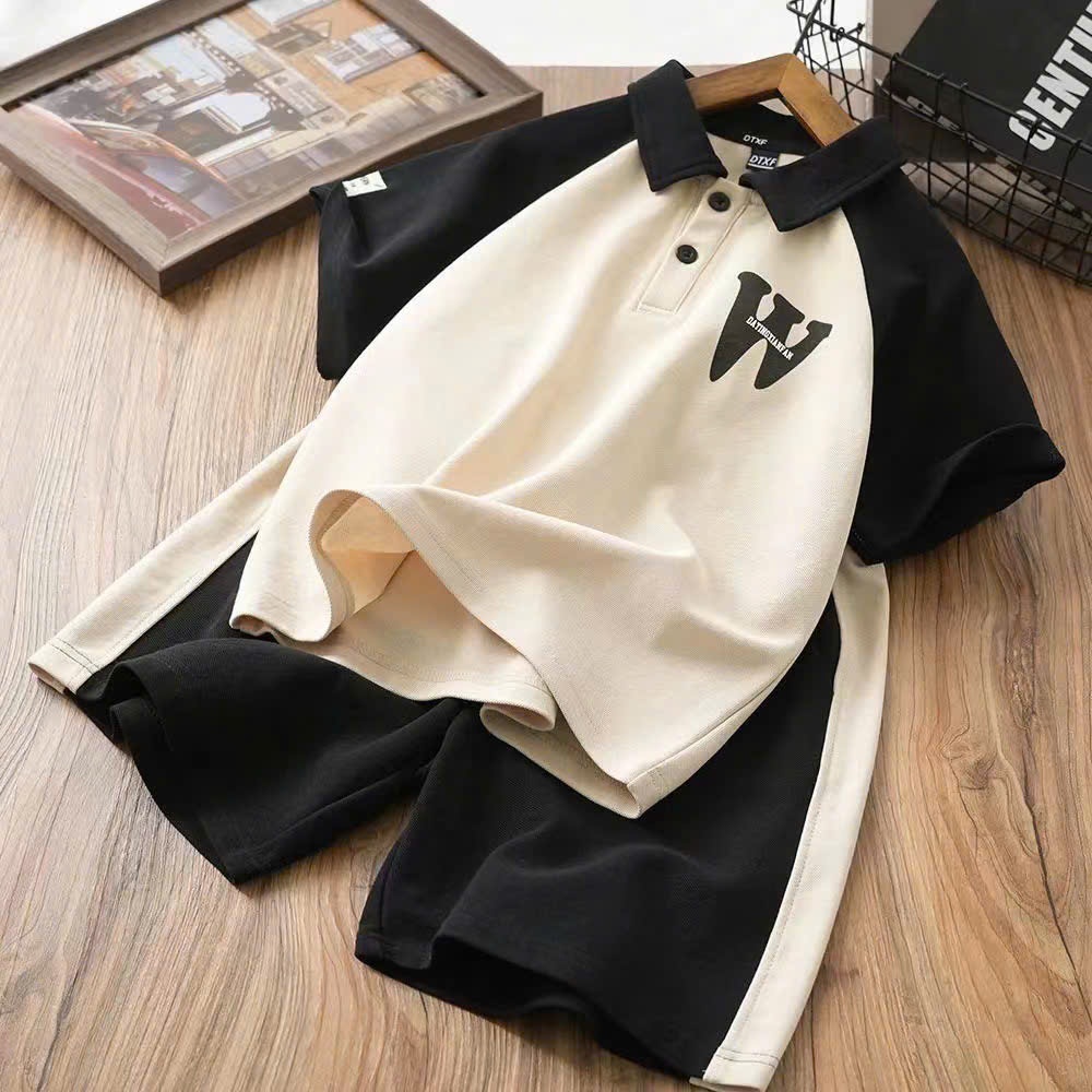 SEO VNXK: Bộ cotton cổ bẻ chữ W 1b 110 15-19kg